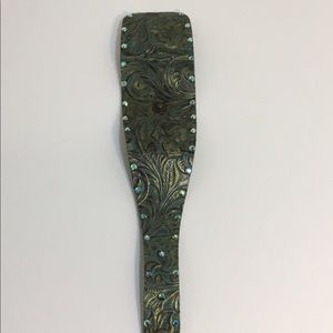 Whimsical Originals aqua floral wrap cuff.